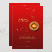 Raksha Bandhan Red en Gold Wenskaart (Voorkant / Achterkant)