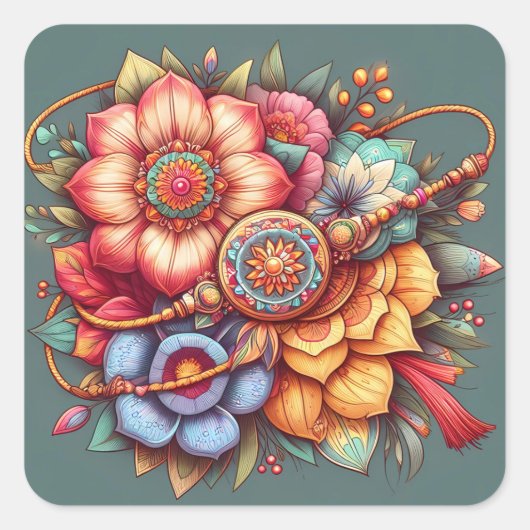 Raksha Bandhan Vierkante Sticker (Voorkant)