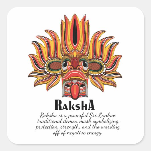 Raksha Mask Vierkante Sticker (Voorkant)