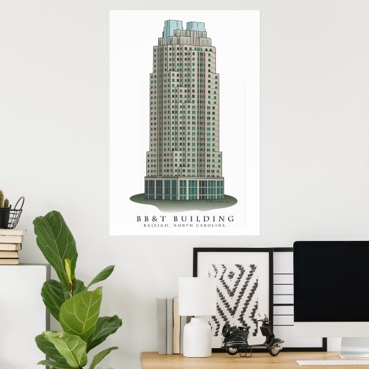 Raleigh BB&T Building Architecture Print (Thuiskantoor)
