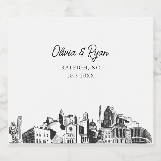 Raleigh Bruiloft Champagne Label Sparkling Wijnetiket (Enkel label)