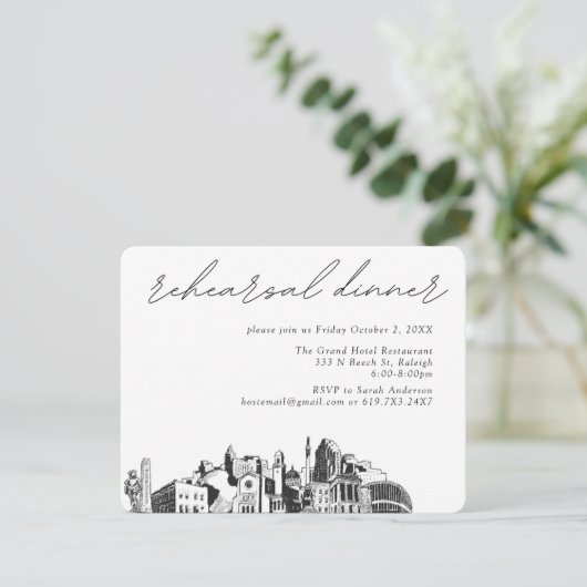 Raleigh Bruiloft Elegant repetitie diner Informatiekaartje (Staand voorkant)