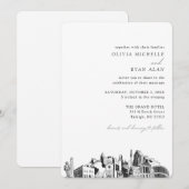 Raleigh Bruiloft Elegante Skyline Uitnodiging (Voorkant / Achterkant)