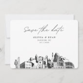 Raleigh Bruiloft Modern Save the Date Kaart (Voorkant)