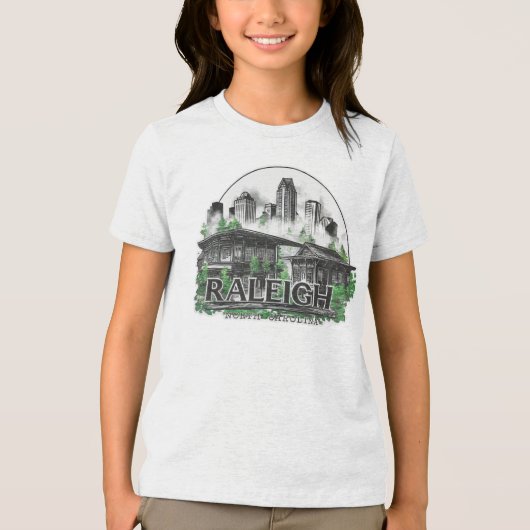 Raleigh City North Carolina Verenigde Staten Tri-Blend Shirt (Voorkant)