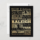 Raleigh City of North Carolina State Typography Briefkaart (Voorkant / Achterkant)