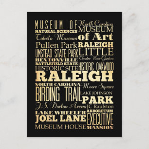Raleigh City of North Carolina State Typography Briefkaart