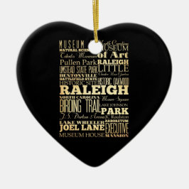 Raleigh City of North Carolina State Typography Keramisch Ornament