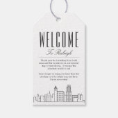 Raleigh City Silhouette | Welkomstbericht cadeaubi Cadeaulabel (Voorkant)