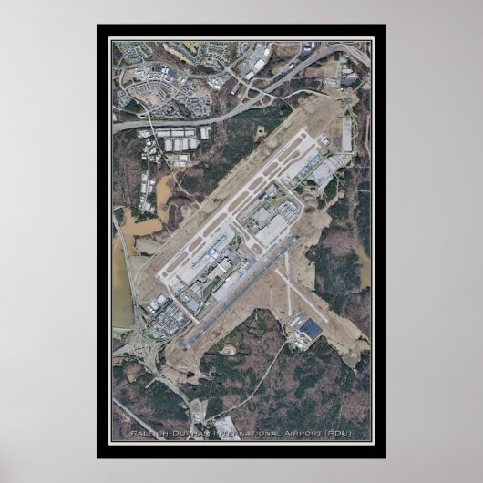 Raleigh-Durham Intl Airport Satellite Map Poster (Voorkant)