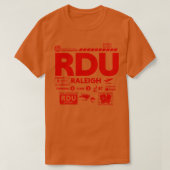 Raleigh Durham RDU luchthavencode Reisdag T-shirt (Design voorkant)