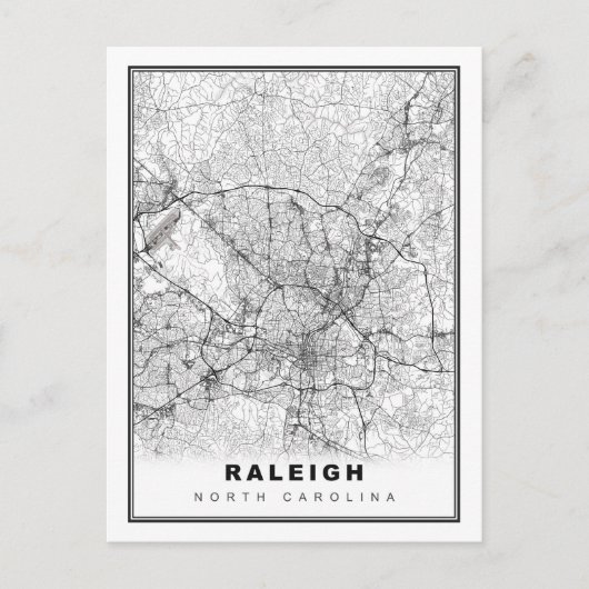 Raleigh Map Briefkaart (Voorkant)