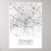 Raleigh Map - North Carolina - City Map Poster (Voorkant)