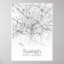 Raleigh Map - North Carolina - City Map Poster