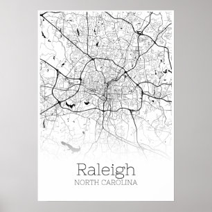 Raleigh Map - North Carolina - City Map Poster