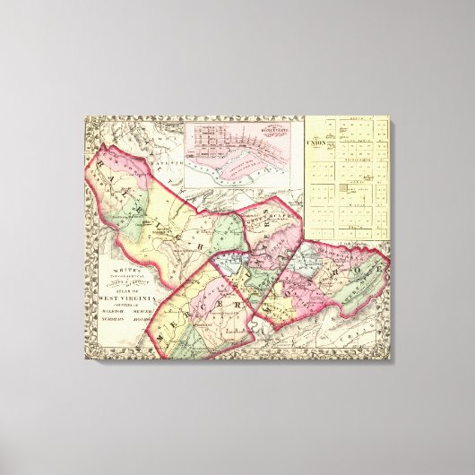 Raleigh, Mercer, Summers, Monroe counties Canvas Afdruk (Voorkant)