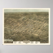 Raleigh N. Carolina 1872 Antiek Panoramic Map Poster (Voorkant)