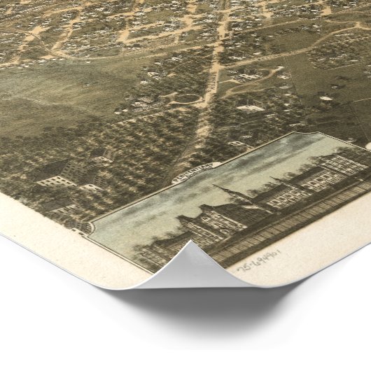 Raleigh N. Carolina 1872 Antiek Panoramic Map Poster (Hoek)
