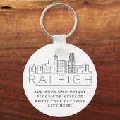 Raleigh, NC gestileerde Skyline | Aangepaste sloga Sleutelhanger (Voorkant)