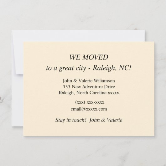 Raleigh NC Kaart Verhuisaankondiging (Achterkant)