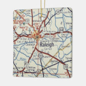 Raleigh NC Map Keramisch Ornament (Links)