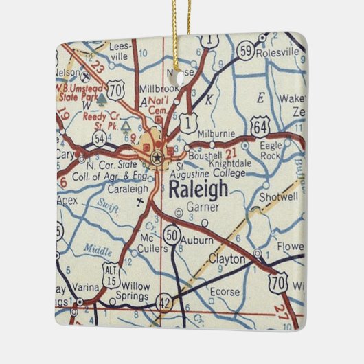 Raleigh NC  Map Keramisch Ornament (Links)