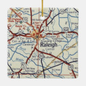 Raleigh NC Map Keramisch Ornament (Achterkant)