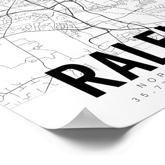 Raleigh NC Minimalist Map Art Poster (Hoek)