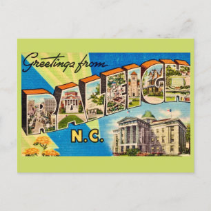 Raleigh NC Retro Ansichtkaart Briefkaart