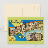 Raleigh NC Retro Briefkaart (Voorkant / Achterkant)