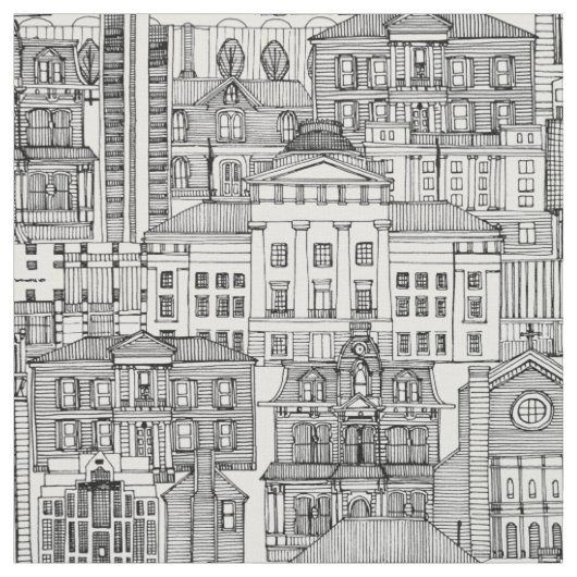 Raleigh NC toile zwart wit Stof (Swatch)