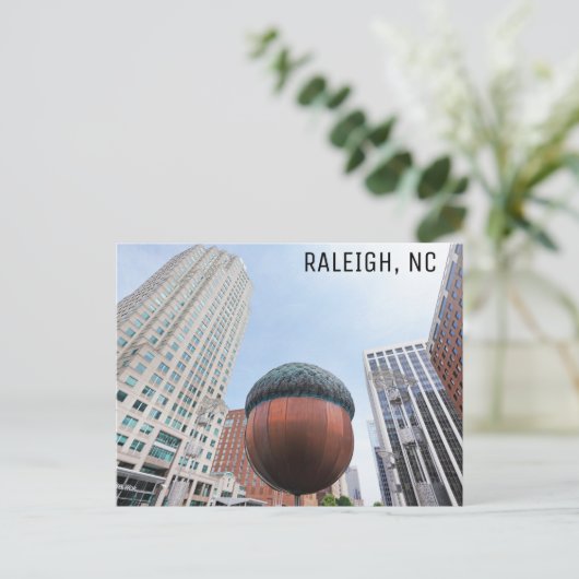 Raleigh North Carolina Acorn City Skyline Travel Briefkaart (Staand voorkant)
