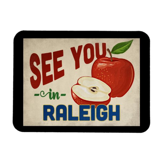 Raleigh North Carolina Apple - Vintage Travel Magneet (Horizontaal)