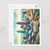 Raleigh North Carolina Beroemde Reizen waterverf Briefkaart (Voorkant / Achterkant)