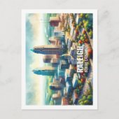 Raleigh North Carolina Beroemde Reizen waterverf Briefkaart (Voorkant)