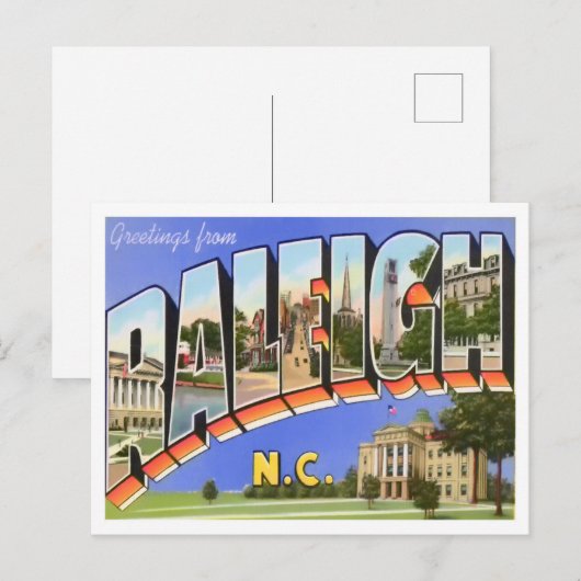 Raleigh, North Carolina  Big Letters Briefkaart (Voorkant / Achterkant)