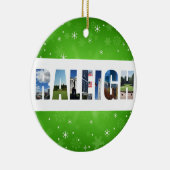 Raleigh North Carolina City Foto's van Kerstmis Keramisch Ornament (Rechts)