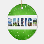 Raleigh North Carolina City Foto's van Kerstmis Keramisch Ornament (Links)