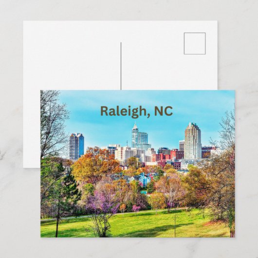 Raleigh, North Carolina Downtown Briefkaart (Voorkant / Achterkant)