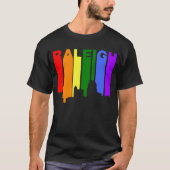Raleigh North Carolina Gay Pride Rainbow Skyline T-shirt (Voorkant)