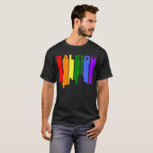 Raleigh North Carolina Gay Pride Rainbow Skyline T-shirt (Voorkant volledig)