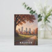 Raleigh North Carolina Herfst Silhouet Briefkaart (Staand voorkant)
