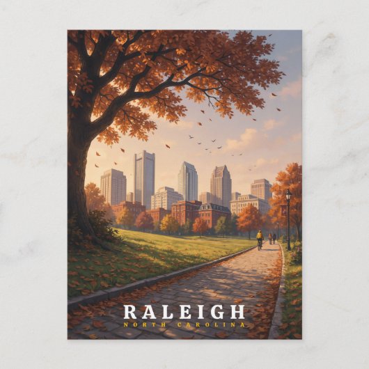 Raleigh North Carolina Herfst Silhouet Briefkaart (Voorkant)