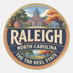 Raleigh North Carolina Hoofdstad Zuidelijke Reis H Ronde Sticker
