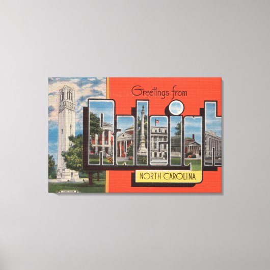 Raleigh, North Carolina - Large Letter Scenes 2 Canvas Afdruk (Voorkant)