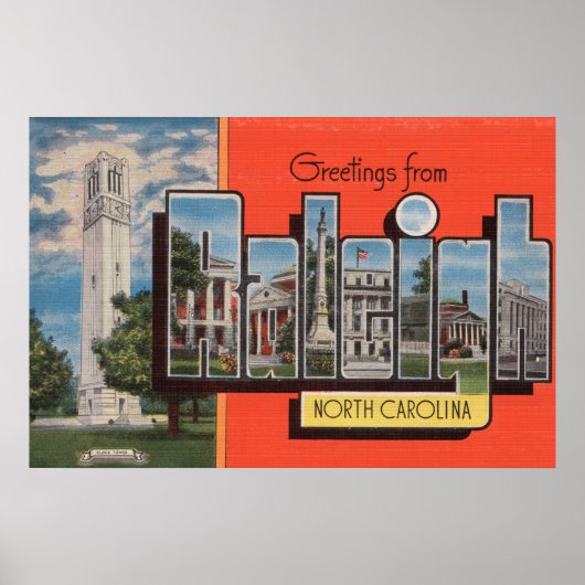 Raleigh, North Carolina - Large Letter Scenes 2 Poster (Voorkant)