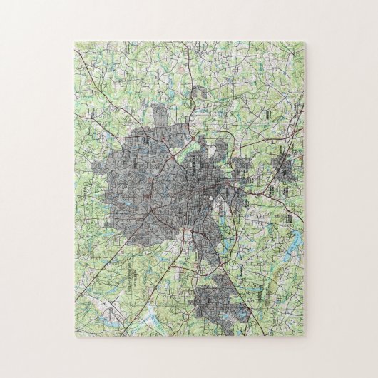 Raleigh North Carolina Map (1990) Legpuzzel (Verticaal)