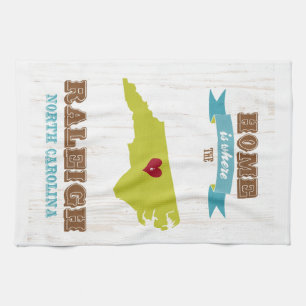 Raleigh, North Carolina Map - Home is waar de Theedoek