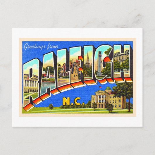 Raleigh North Carolina NC Large Letter Briefkaart (Voorkant)