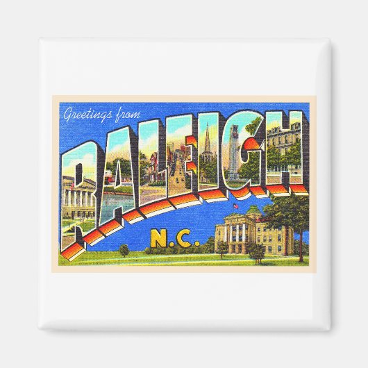 Raleigh North Carolina NC Large Letter Briefkaart Magneet (Voorkant)